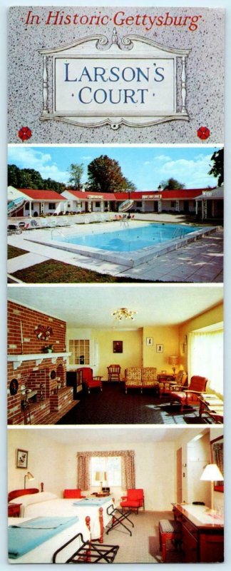 GETTYSBURG, Pennsylvania PA ~ Roadside LARSON'S COURT Motel 1960s  Long Postcard