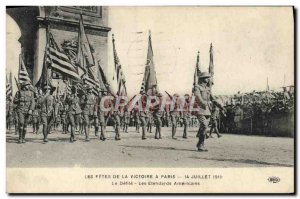Old Postcard Army Fetes victory July 14, 1919 The parade banners American