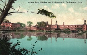 Button Shop Glendale & Nashawannuck Easthampton Massachusetts, Vintage Postcard