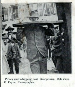 Georgetown Delaware Postcard 1905 Pillory and Whipping Post E. Payne Sussex LJ