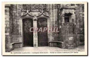 Postcard Old Saint Aubin Guerande Colleglale Portal And Chair Exterieure