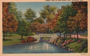 Vintage Postcard Scenic View in Glen Miller Park Richmond Indiana Water Bridge