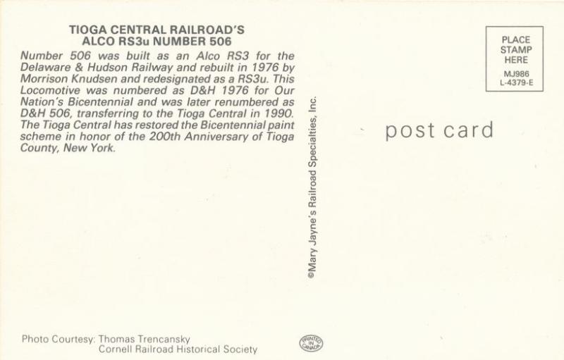 Delaware & Hudson Railway ALCO RS3u #506 - Tioga County NY, New York