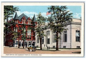 c1910's Post Office And Masonic Temple Building Richmond Indiana IN Postcard 