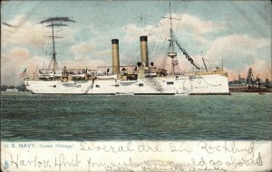 Tuck U.S. Navy Cruisers Cruiser Chicago Battleship c1910 Vintage Postcard