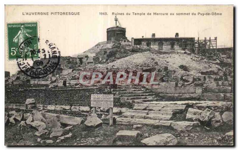 Postcard The Old Autergne picturesque ruins of the Temple of Mercury at the t...