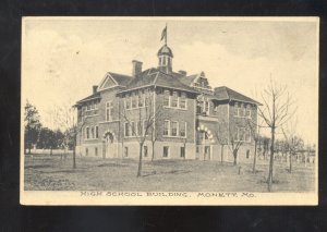 MONETT MISSOURI HIGH SCHOOL BUILDING VINTAGE POSTCARD ROCKVILLE INDIANA