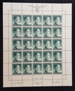 GERMAN THIRD REICH GENERAL GOVERNMENT OCC ADOLF HITLER SHEET 84Gr +1ZL 1943 MNH