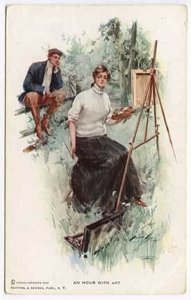 Harrison Fisher Beautiful Woman Artist Postcard