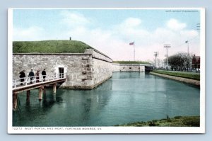 West Portal and Moat Fortress Monroe Virginia VA UNP WB Postcard I16