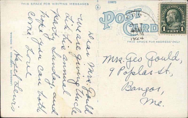 Carmel ME Maine Landscape Greeting c1900-20s Vintage Postcard