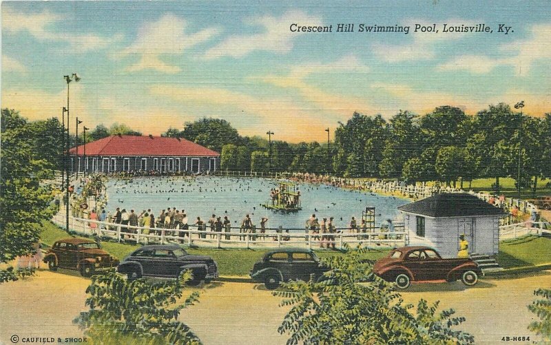Postcard Kentucky Louisville Crescent Hill Swimming Pool Readmore Teich 23-1949