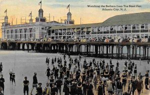 Watching Beach Bathers from Steel Pier Atlantic City New Jersey 1914 postcard