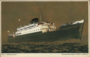 IRISH CRUISE SHIP MV Innisfallen Fishguard-Cork Direct Service c1910 PC