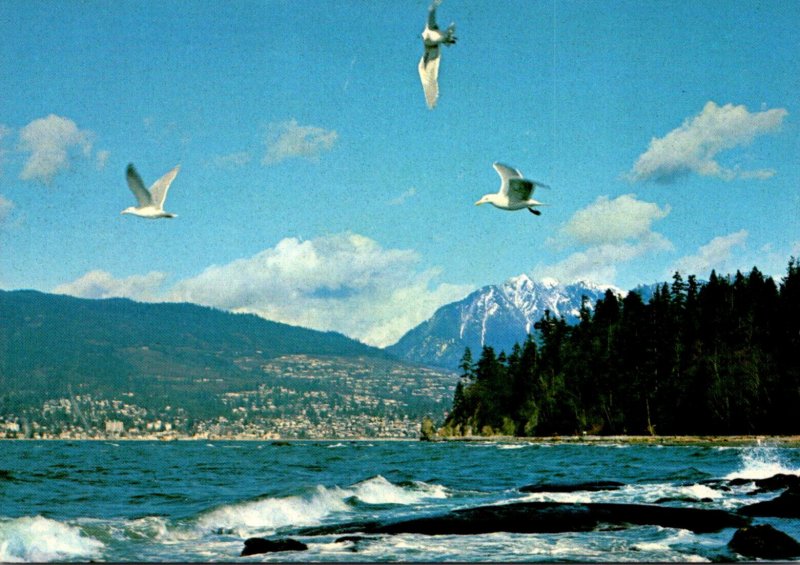 Canada Vancouver View Of English Bay Stanley Park and North Shore Mountains