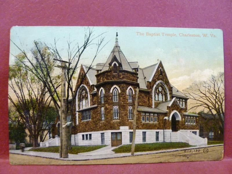 Postcard WV Charleston The Baptist Temple