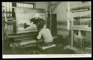 Vintage Japan Photo Postcard Finger Nail Weaving Exhibition Room Kyoto  B3865
