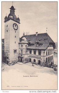 LUZERN, Switzerland, 1900-1910's; Rathhaus, Clock Tower, Expositon Des Beaux-...