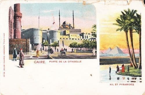 Cairo Egypt Le Caire Porte de la Citadelle 1900s Pyramid Antique Postcard