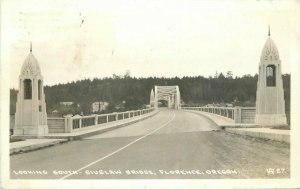 Florence Oregon Siuslaw Bridge 1944 RPPC Photo Postcard Looking South 12019