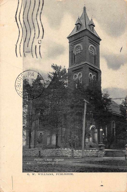 Holidaysburg Pennsylvania birds eye view Presbyterian Church antique pc Z40293