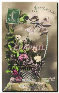 Old Postcard Fancy Flower Birthday