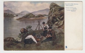 P2943, 1905 postcard ireland camping camp fire illustrated songs killarney