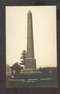 RPPC LILY LAKE ILLINOIS REVOLUTIONARY VETERANS MONUMENT REAL PHOTO POSTCARD