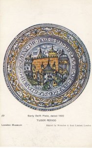 Delft Medieval Tudor Plate 1602 Vintage Postcard