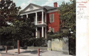 Charleston South Carolina~Pringle House w Greek Columns-Vines on Wall/Fence~1905