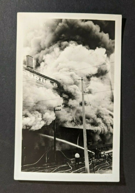 Vintage Fire Fighters Putting Out Fire RPPC Real Photo