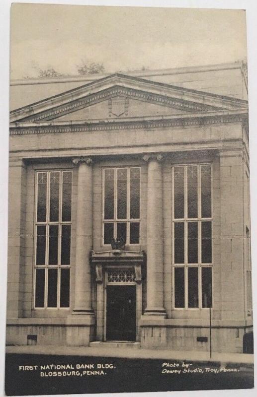 First National Bank Blossburg PA Postcard RPPC Real Vintage