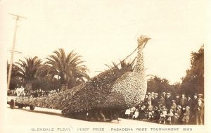 RPPC Glendale Parade Float Bird Pasadena Rose Tournament 1923 Vintage Postcard