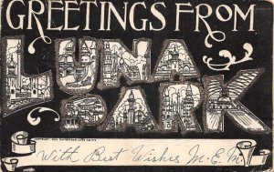 Luna Park New York Large Letter Greeting Glitter Postcard AA84102