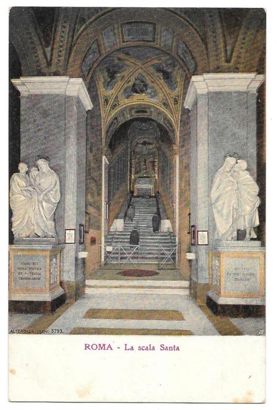 Italy Roma La Scala Santa Holy Stairs Vintage Postcard