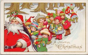 Santa Claus A Joyful Christmas Children Series 55 E Embossed Postcard H2