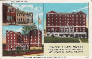 Postcard White Swan Hotel Uniontown PA 1927