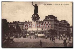 Old Postcard Paris Place de la Republique