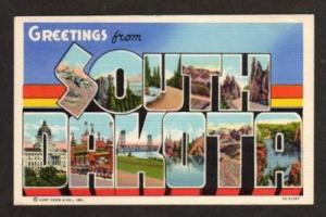 SD Greetings from SOUTH DAKOTA Large Letter Postcard PC