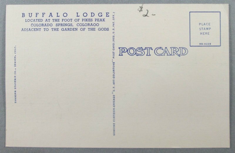 Buffalo Lodge At Foot Of Pike's Peak, Colorado Springs CO Postcard (#7243)