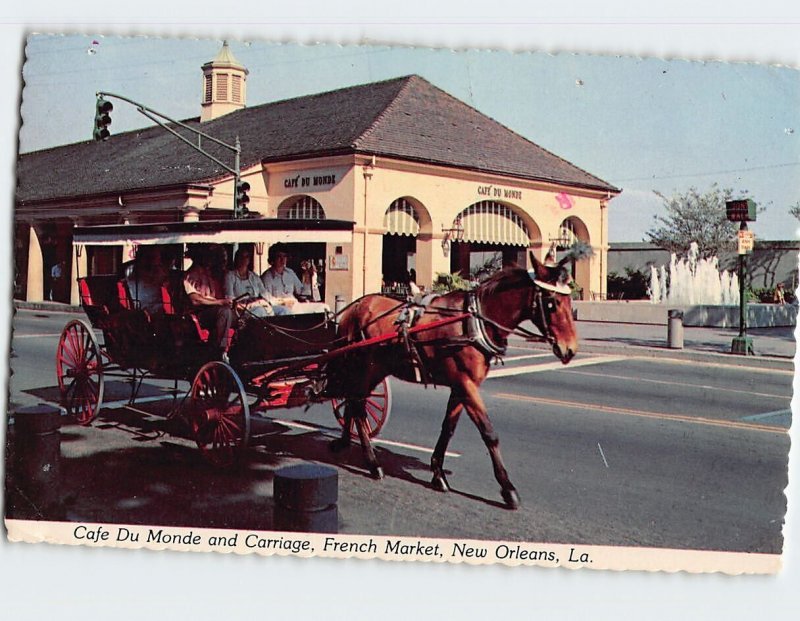 Postcard Cafe Du Monde and Carriage, French Market, New Orleans, Louisiana