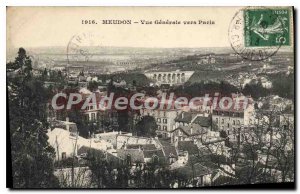 Old Postcard General view towards Paris Meudon