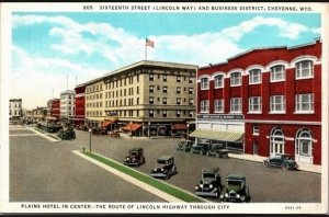 Vintage Postcard Sixteenth Street & Business District Cheyenne, Wyoming KC6