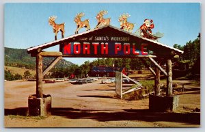 North Pole Colorado~Santa's Workshop Reindeer Sleigh Entrance Gate~1950s Cars~PC
