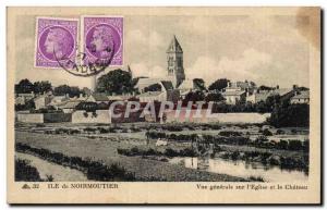 Old Postcard Noirmoutier General view on & # 39eglise and castle