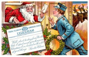 Christmas   Santa Claus Receiving Telegram