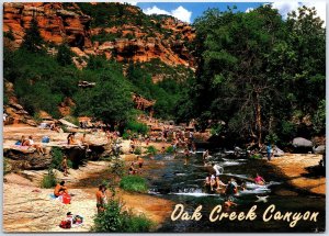 VINTAGE CONTINENTAL SIZE POSTCARD OAK CREEK CANYON & SLIDE ROCK STATE PARK AZ