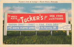 Postcard Nebraska North Platte Tucker's Restaurant Lodge 1940sl Tichnor 23-2703