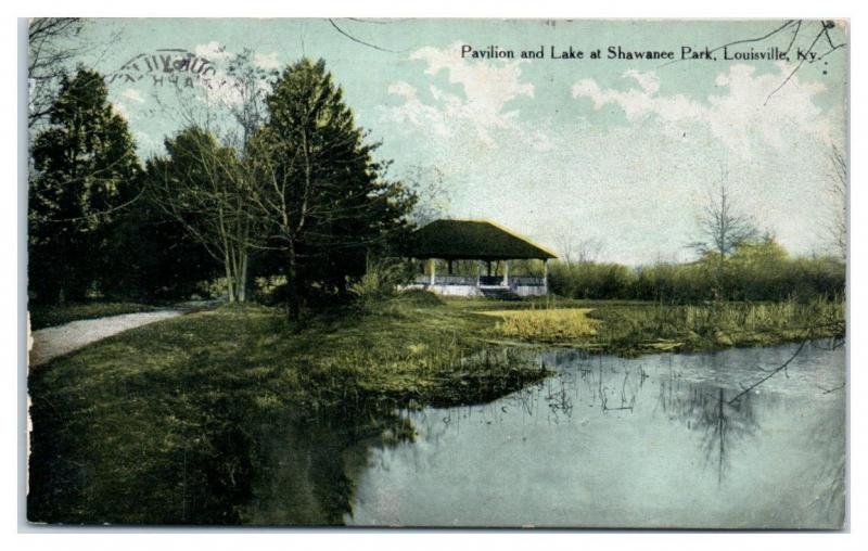 1912 Pavilion and Lake at Shawnee Park, Louisville, KY Postcard