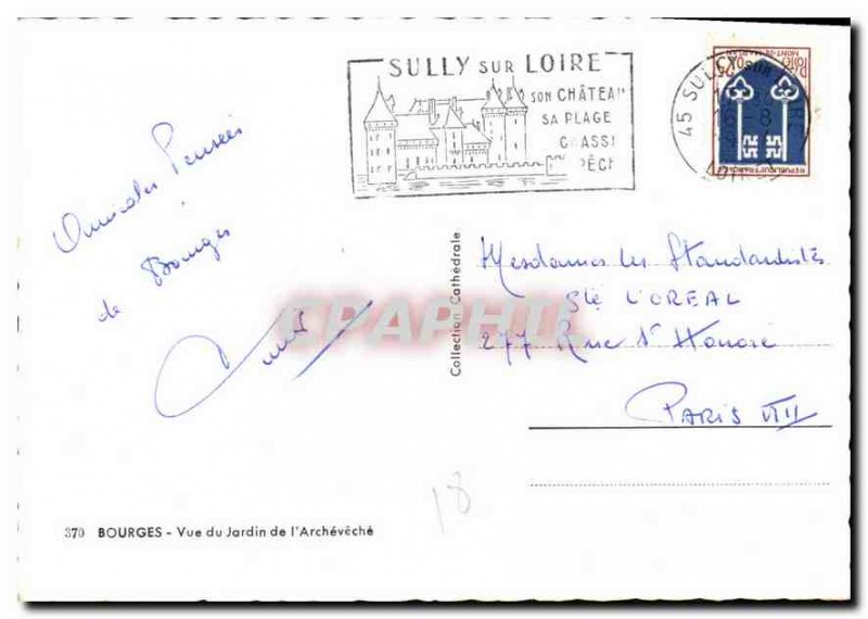 Modern Postcard Bourges of Archeveche Garden View